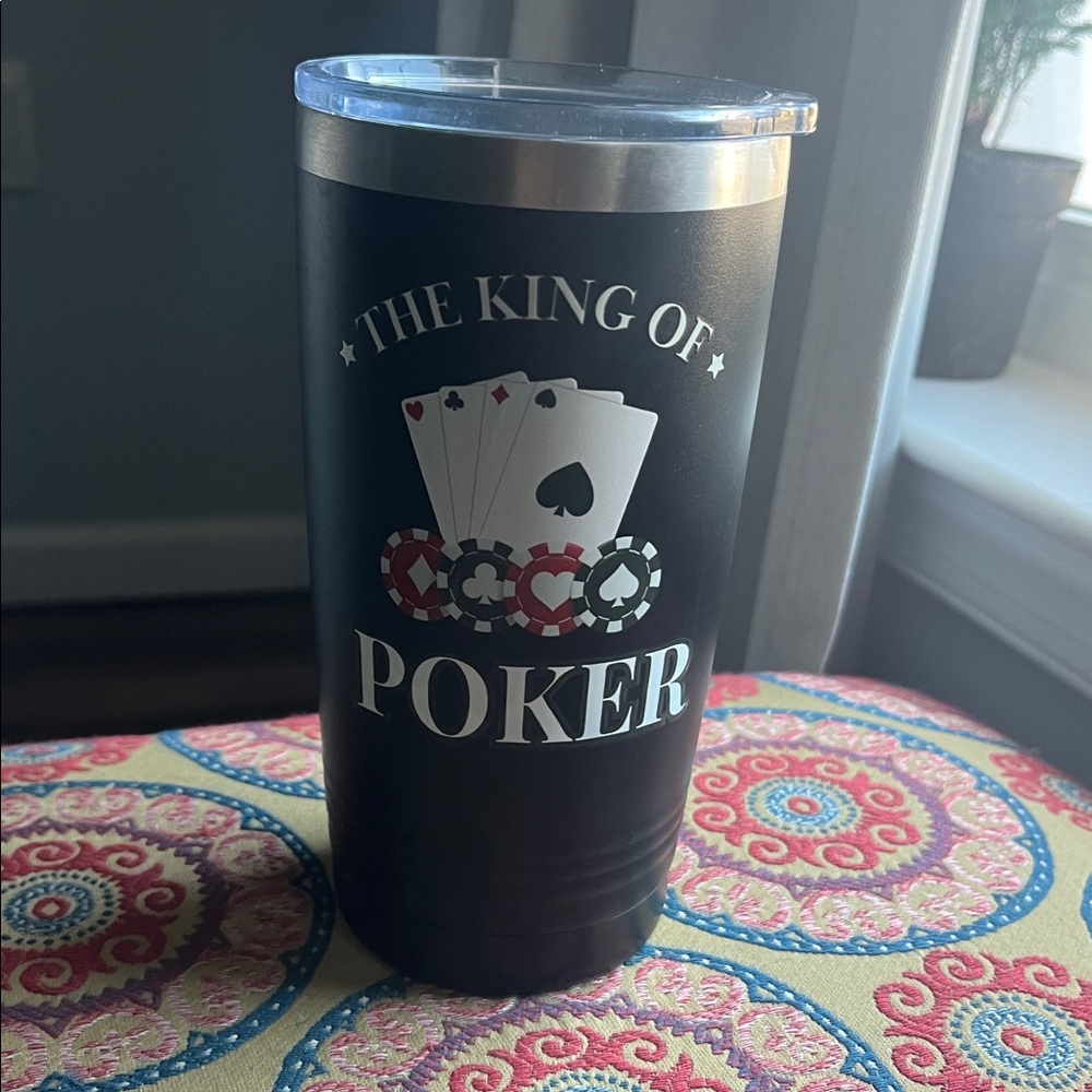 poker novelty polar camel hot/cold cup w/sip on /off lid  NWOT